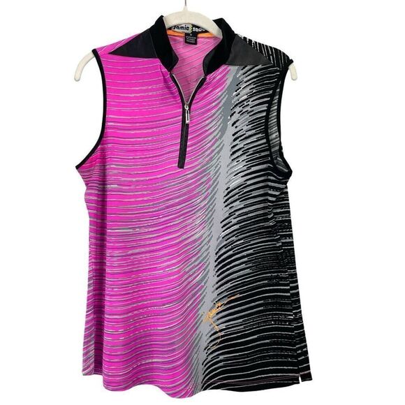 Jamie Sadock Size M sleeveless golf tennis top avant garde print - Picture 1 of 7